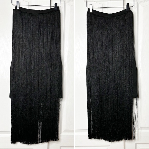NWT Cynthia Rowley Gabrielle Strapless Fringe Dress Size 2 US Black - Picture 4 of 9